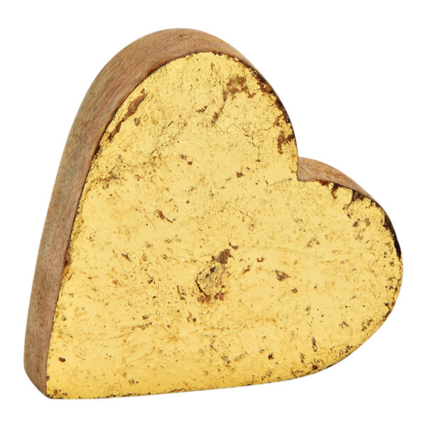 Corazón de madera de mango dorado (ancho/alto/profundidad) 9x9x4cm