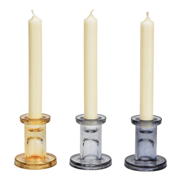 Candelabro de cristal marrón, gris, gris oscuro, 3 compartimentos, (ancho/alto/profundidad) 7 x 8 x 7 cm