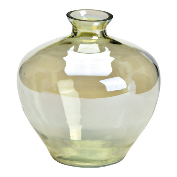 Jarrón de cristal verde (An./Al./Pr.) 14x15x14cm