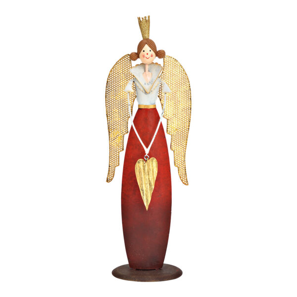 Ángel metal rojo, dorado (An./Al./Pr.) 11x34x7cm