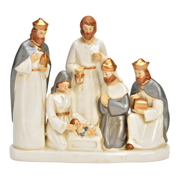 Belén de porcelana blanco, gris (ancho, alto y profundidad) 22 x 19 x 7 cm