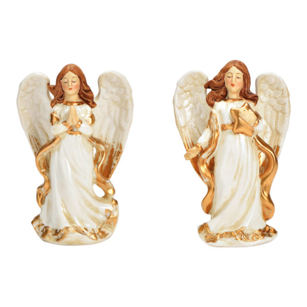 Ángel de porcelana blanco doble, (An./Al./Pr.) 7x11x5cm
