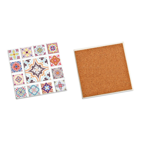 Posavasos de cerámica colorido, corcho (ancho/alto) 11 x 11 cm