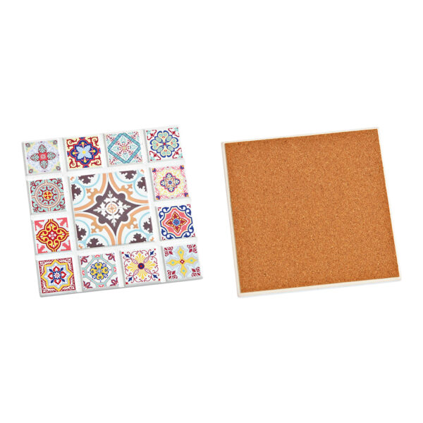 Posavasos de cerámica, corcho, colorido (ancho/alto) 16 x 16 cm