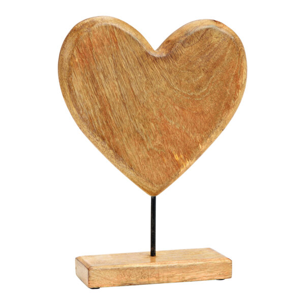 Corazón de madera de mango natural (An./Al./Pr.) 24x33x7cm