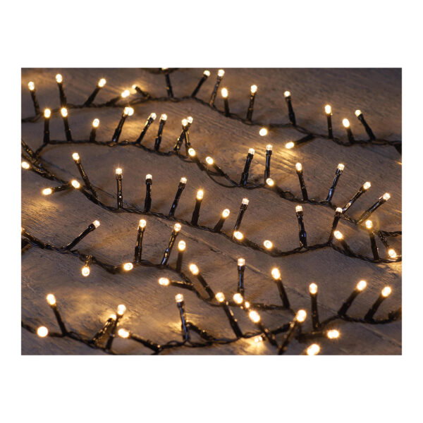 Led ivy 300l/8m blanco cálido 4m cable negro/ip44 transformador encendido/8/16s temporizador/apagado/regulador