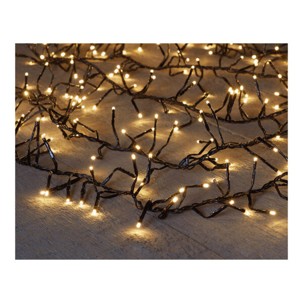 1,3-1,6m arbol de luces 7,5m/576led blanco calido - 4m cable negro - inn-out ip44 transfo on/8/16s timer / off / dimmer