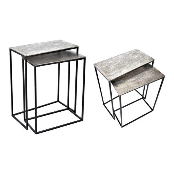 Juego de mesa de metal, color plata, juego de 2, (An./Al./Pr.) 49x60x26cm 43x55x23cm