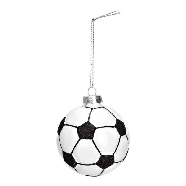 Para colgar navideña balón de fútbol, cristal, blanco y negro, Ø7cm