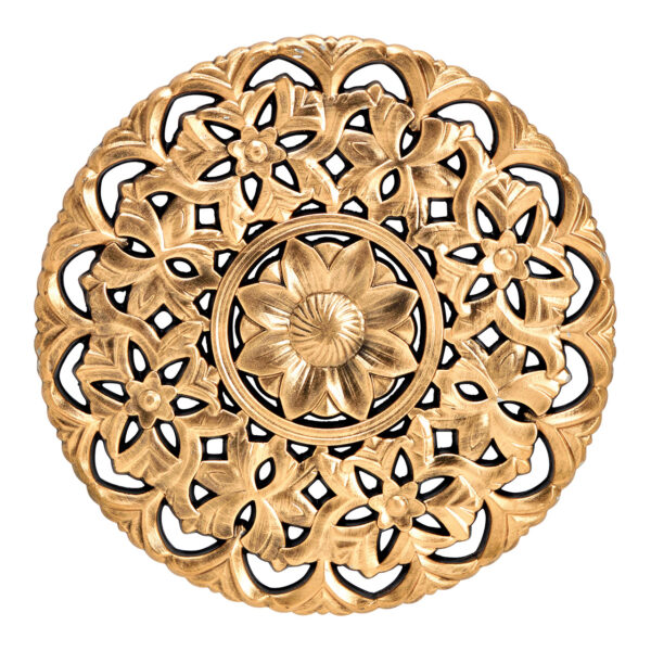 Perchero de pared con decoración floral de madera dorada (An./Al./Pr.) 40x40x1,5cm
