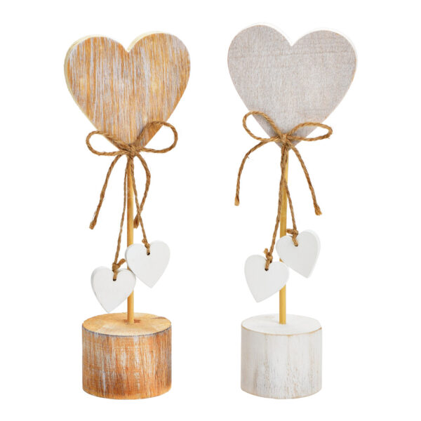 Soporte corazón de madera blanco, natural 2 surtido (ancho/alto/profundidad) 8x22x5cm