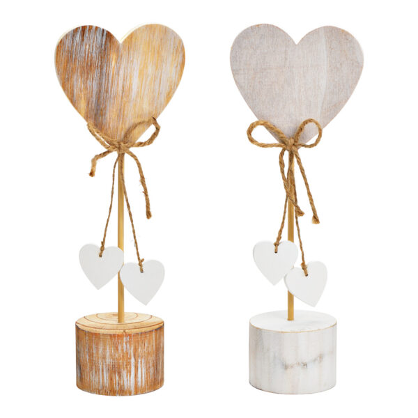 Soporte corazón de madera blanco (An./Al./Pr.) 10x28x6cm