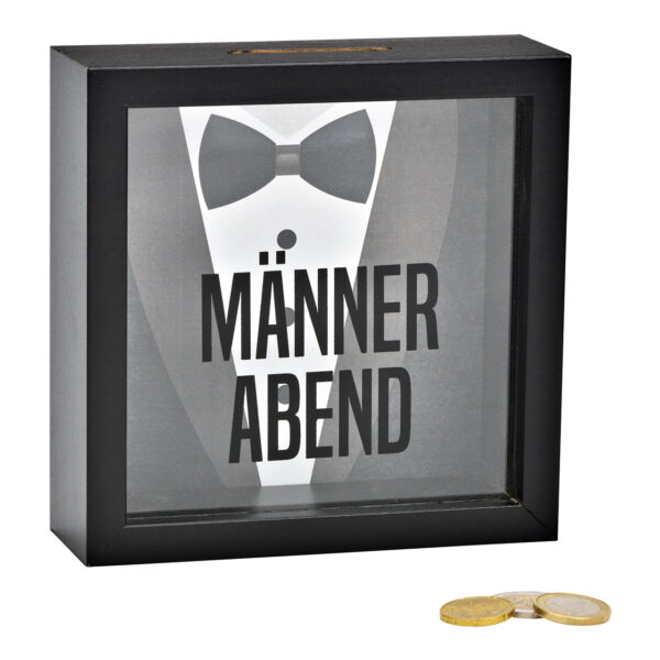 Hucha Mannersabend de madera, cristal negro (an./al./pr.) 15x15x5cm