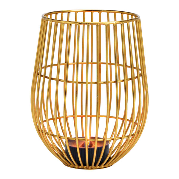 Linterna de viento metal dorado (An/Al/Pr) 14x18x14cm