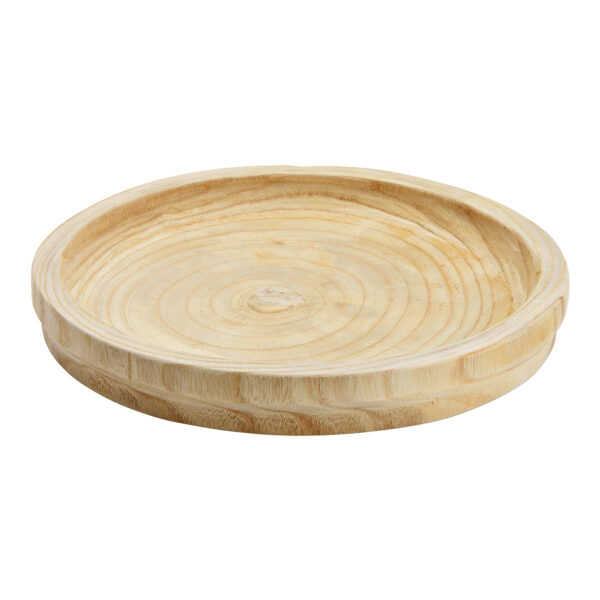 Cuenco de madera de paulownia natural (ancho/alto/profundidad) 32 x 4 x 32 cm