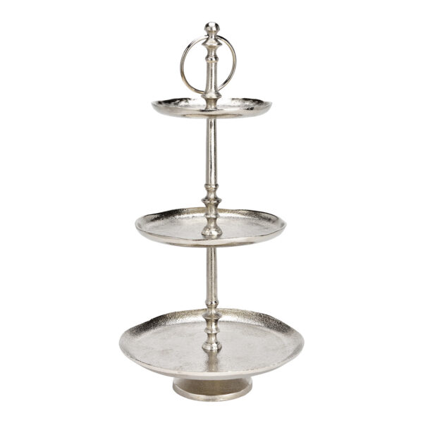 Estantería con 3 niveles, fabricada en metal plateado (h) 48cm ø15/19/26cm