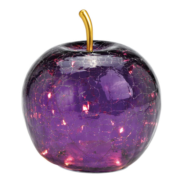 Manzana con LED 20s con temporizador de cristal morado oscuro (An./Al./Pr.) 16x17x16cm