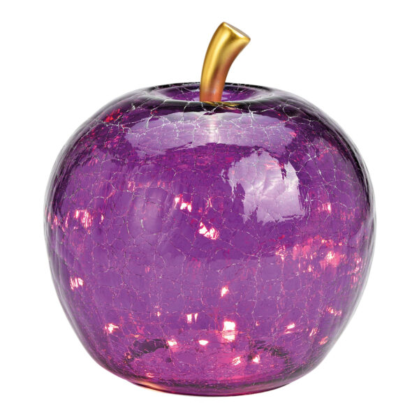 Manzana con LED 30s con temporizador de cristal morado oscuro (An./Al./Pr.) 22x24x22cm