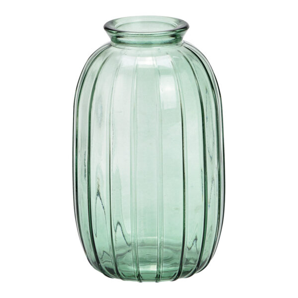 Jarrón de cristal verde (An./Al./Pr.) 7x12x7cm