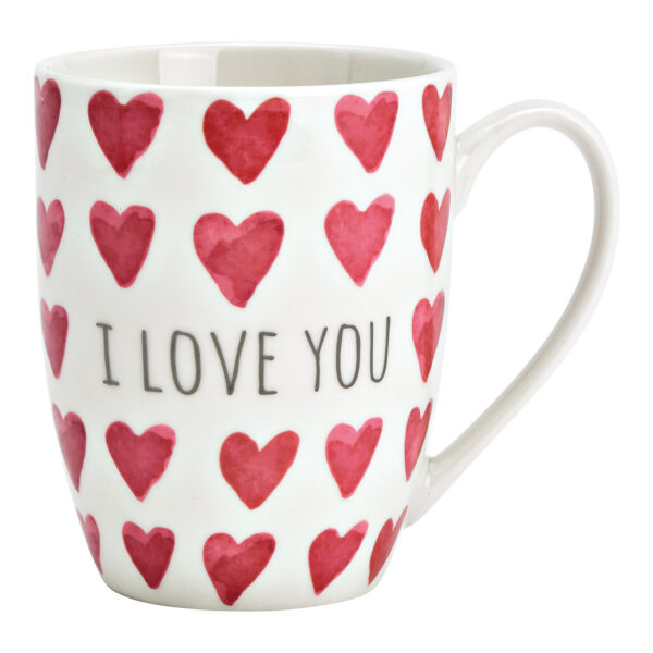 Taza corazón con inscripción I LOVE YOU, de porcelana Blanco, Rosa (An./Al./Pr.) 11x11x8cm