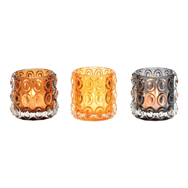 Farol de cristal negro, marrón y ámbar, 3 luces, (ancho/alto/profundidad) 7 x 7 x 7 cm