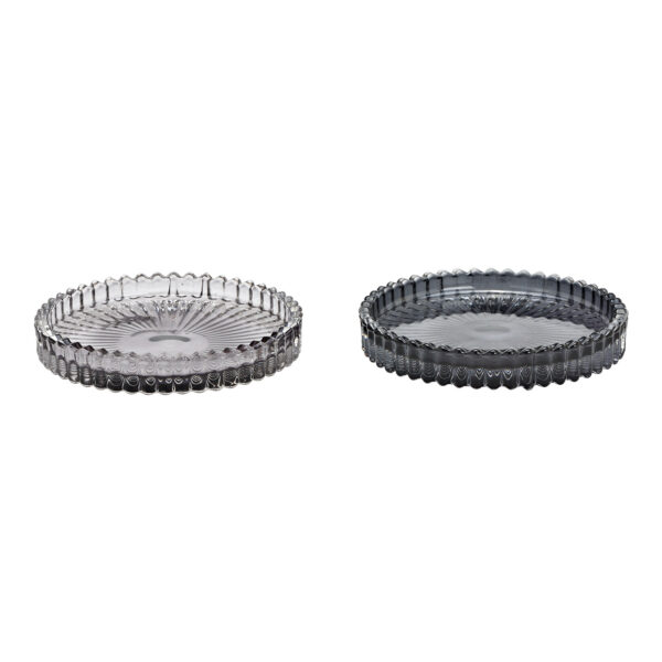 Plato de vela de cristal gris, 2 compartimentos, (ancho/alto/profundidad) 10 x 2 x 10 cm