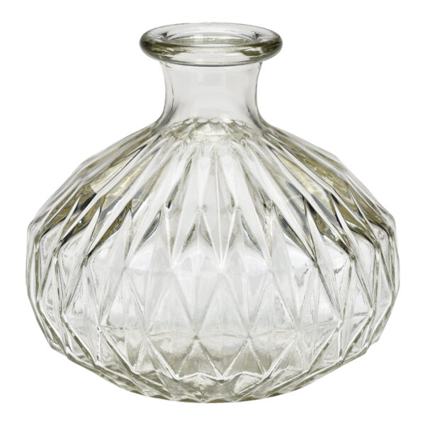 Jarrón de cristal transparente (An./Al./Pr.) 14x12x14cm