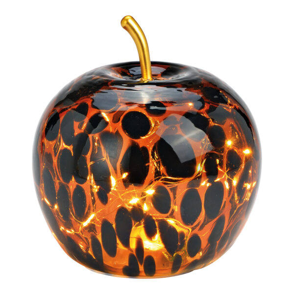 Manzana con LED 20s con temporizador 6/18 de cristal Marrón (An./Al./Pr.) 16x17x16cm