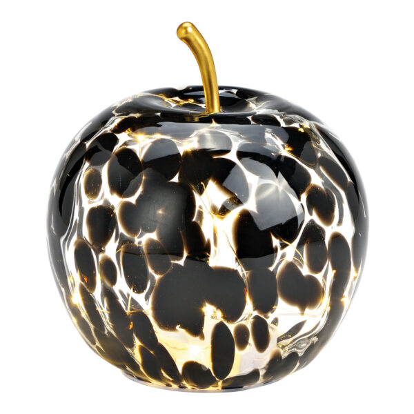 Manzana con LED 20s con temporizador 6/18 de cristal Negro (An/Al/Pr) 16x17x16cm