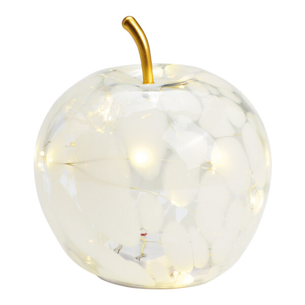 Manzana con LED 20s con temporizador 6/18 de cristal Blanco (An./Al./Pr.) 16x17x16cm
