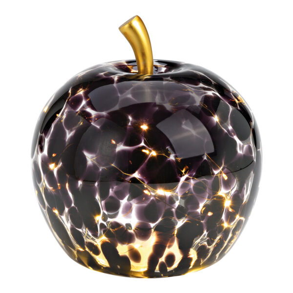 Manzana con LED 30s con temporizador 6/18 de cristal Negro (An/Al/Pr) 22x24x22cm