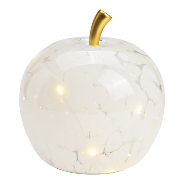 Manzana con LED 30s con temporizador 6/18 de cristal Blanco (An./Al./Pr.) 22x24x22cm
