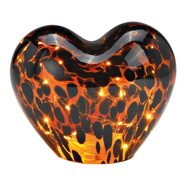 Corazón con LED 20s con temporizador 6/18 de cristal Marrón (An./Al./Pr.) 18x15x11cm