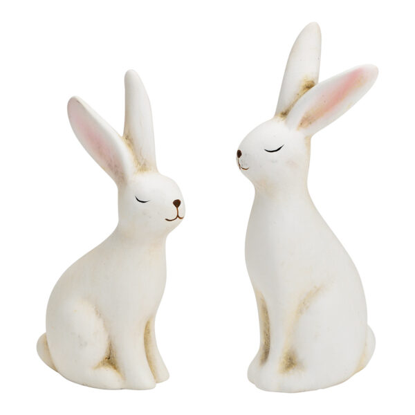 Conejito de cerámica blanco, 2 compartimentos, (ancho/alto/profundidad) 6 x 16 x 4 cm, 4 x 14 x 8 cm