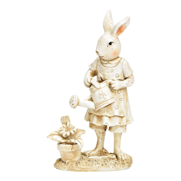Conejito con regadera de poli Blanco (An./Al./Pr.) 9x16x6cm