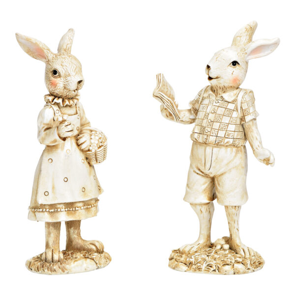 Conejito con libro, cesta de poli blanco, doble pliegue, (An./Al./Pr.) 7x15x5cm