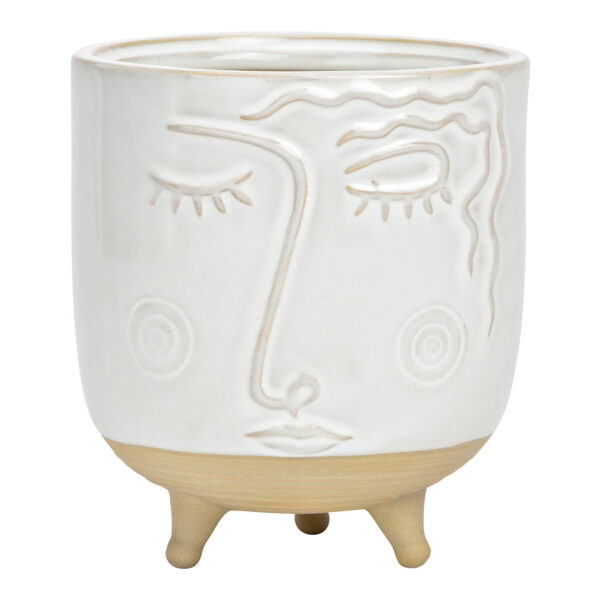 Jarrón cara de porcelana Blanco/Beige (An/Al/Pr) 11x13x11cm
