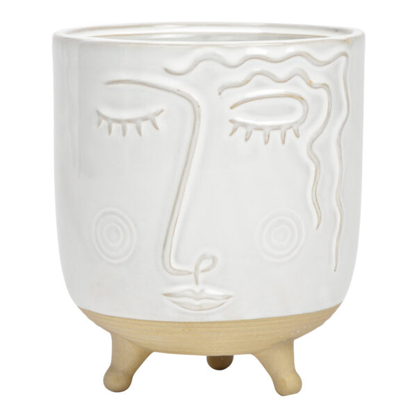 Jarrón cara de porcelana Blanco/Beige (An/Al/Pr) 13x15x13cm