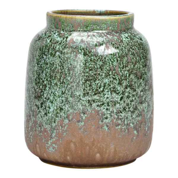 Jarrón de porcelana verde/topo (an./al./pr.) 13x16x13cm
