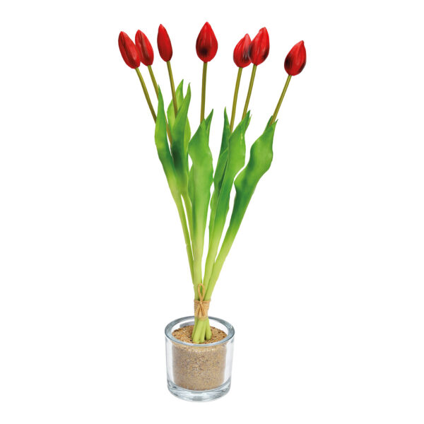 Ramo de tulipanes con 7 piezas de tulipanes de plástico rojo (An./Al./Pr.) 6x44x6cm
