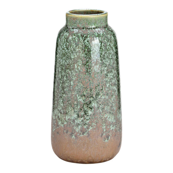 Jarrón de porcelana verde/topo (ancho/alto/fondo) 8x17x8cm