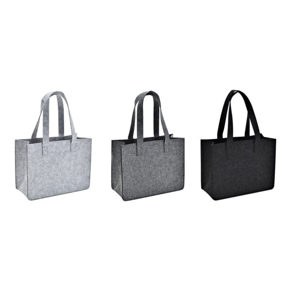 Bolsa con asa de fieltro gris triple, (An/Al/Pr) 35x27x15cm