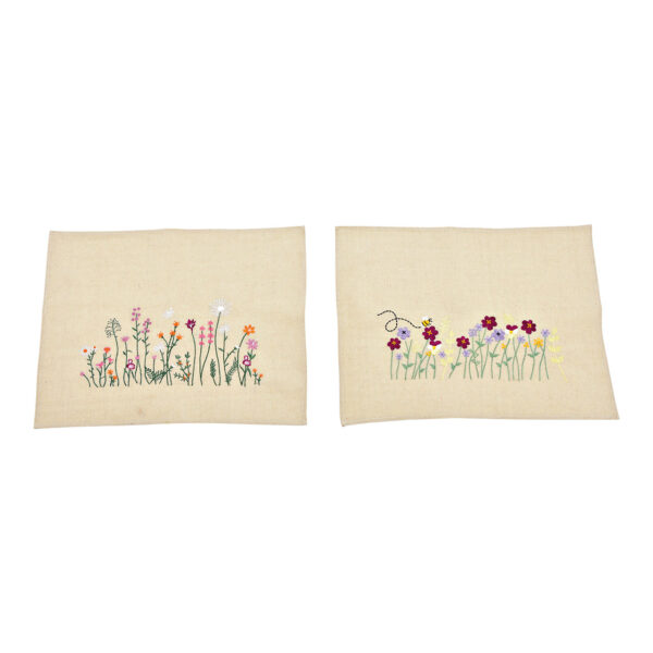 Mantel individual con bordado floral de lino beige, 2 surtido, (An./Al.) 44x34cm