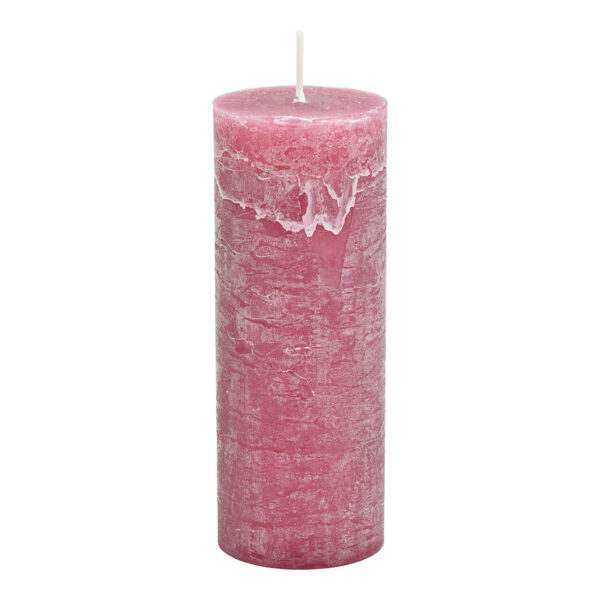 Vela 6,8x18x6,8cm cera palo rosa antiguo rosa