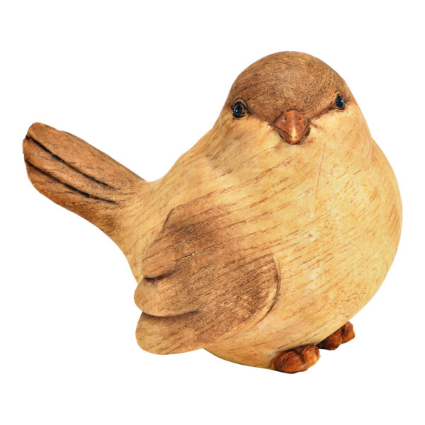 Pájaro de madera óptica de poli marrón (An./Al./Pr.) 14x11x9cm