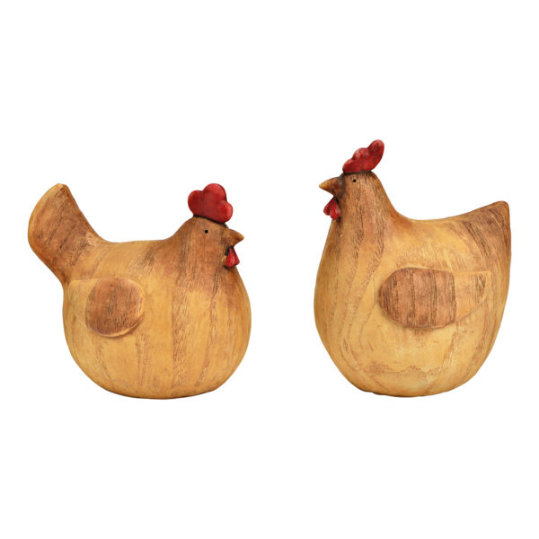 Óptica de madera de pollo de poli marrón de 2 surtido, (An./Al./Pr.) 10x12x9cm