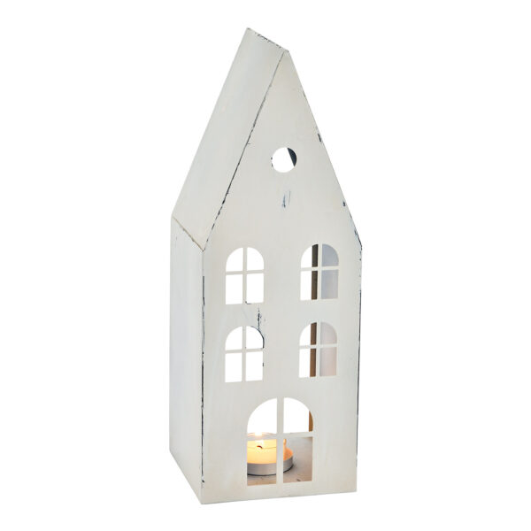 Farol de metal para casita de color blanco (An./Al./Pr.) 12x34x12cm