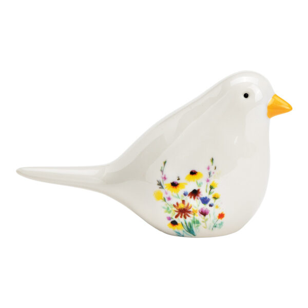 Decoración de flores de pájaro de porcelana blanca (An./Al./Pr.) 18x10x7cm