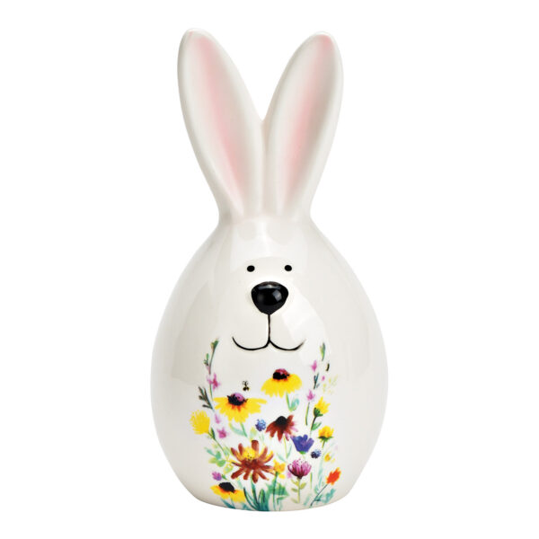 Decoración de flores de conejo de porcelana blanca (An./Al./Pr.) 10x20x10cm