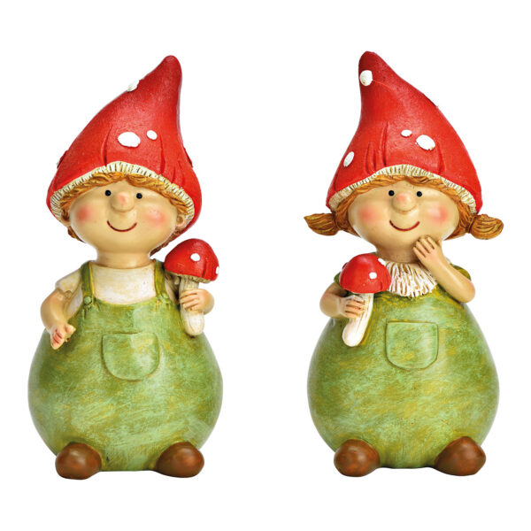Gnomo niña y niño de poli colorido, 2 surtido, (An./Al./Pr.) 8 x 17 x 7 cm